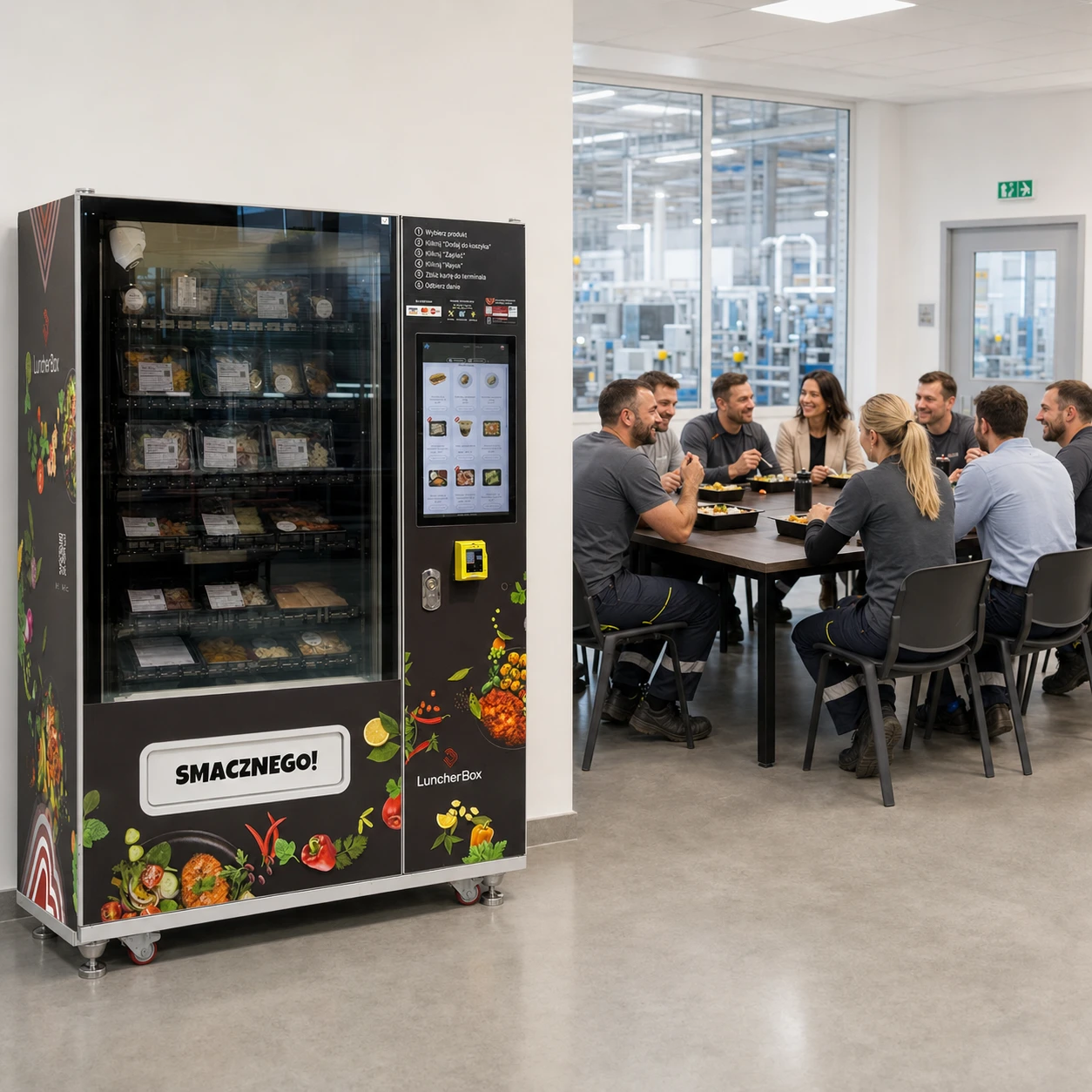 Automat LuncherBox w zakładzie produkcyjnym