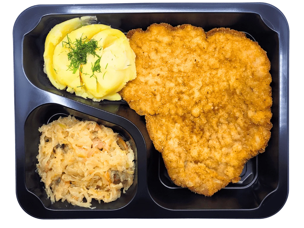 Kotlet schabowy w hermetycznym, czarnym opakowaniu LuncherBox